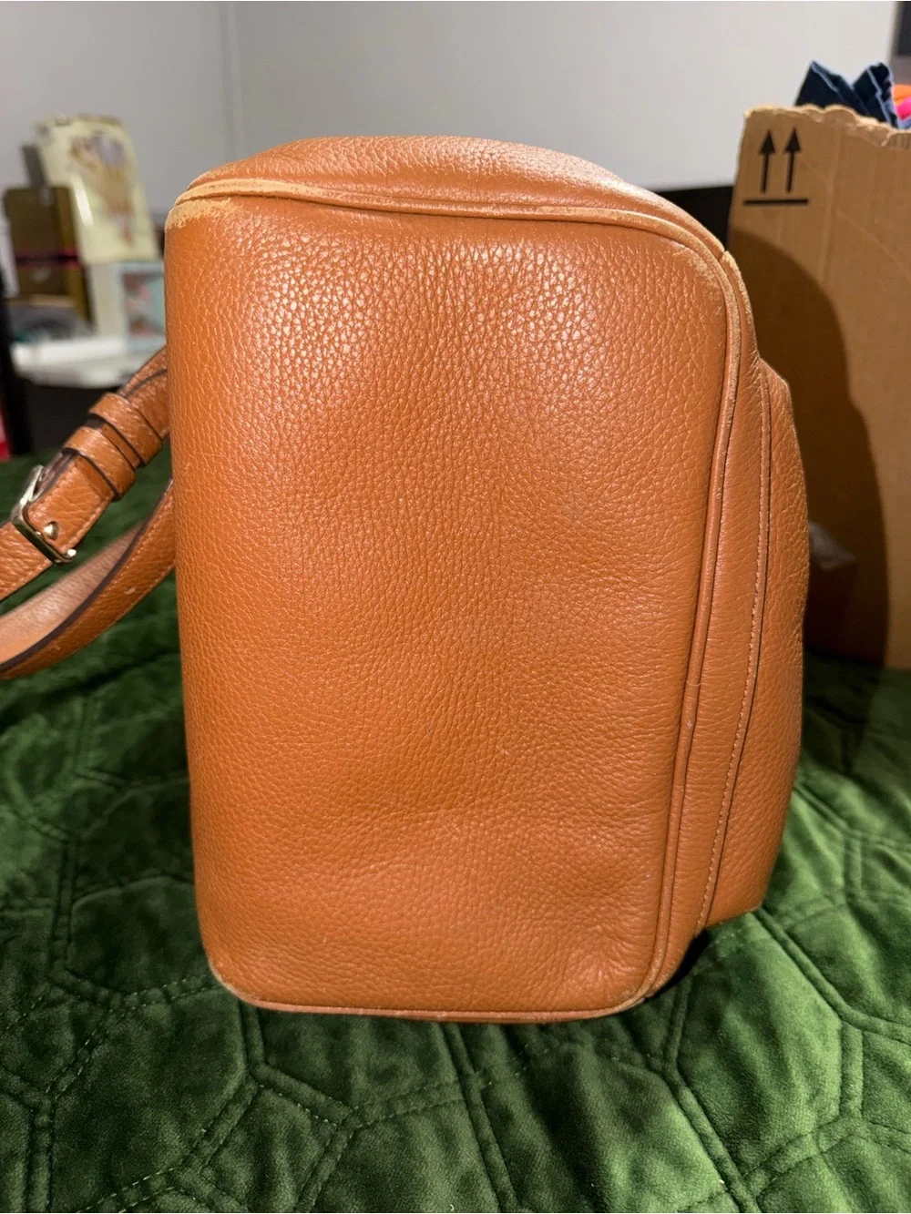 kate spade tan pebbled leather backpack